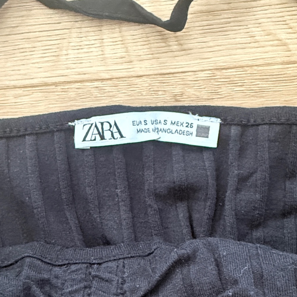 Zara Black Ribbed Bodysuit Ruched - Picture 2 of 5